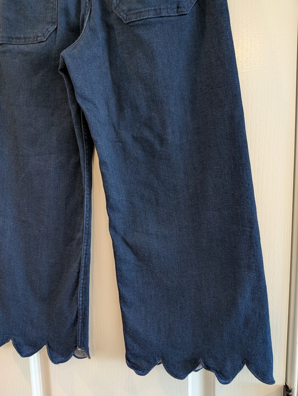 Anthropologie Maeve Colette Scallop Hem Crop Wide Leg Jeans Dark Wash Size 28P - Picture 10 of 14